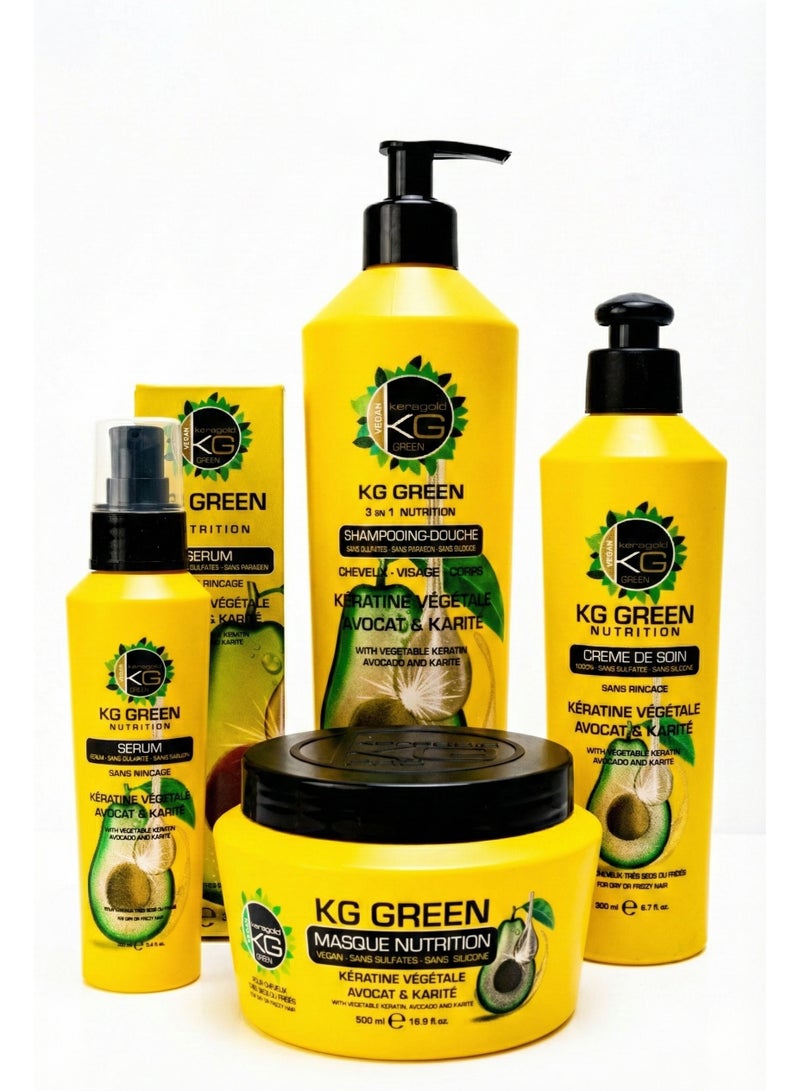 Keragold Green Professional Hair Set (4 Pcs) - Vegan Keratin, Aloe & Banana - Sulfate Free - Made in Italy - Image 2